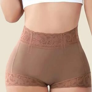 High-Waisted Brown Lace Shapewear